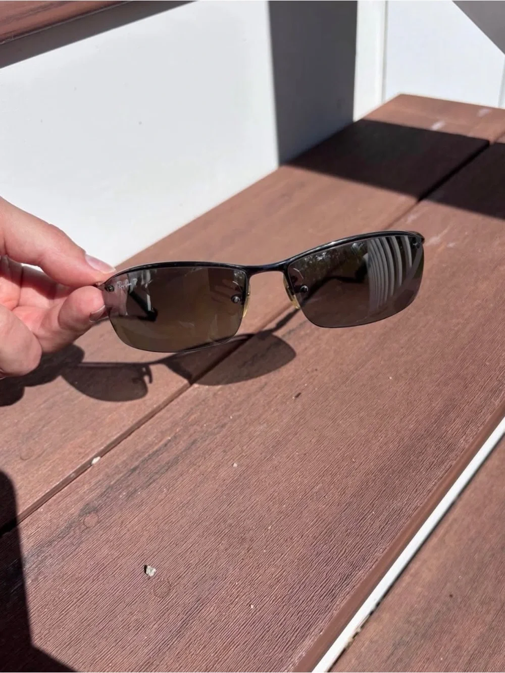 Ray-Ban Semi-Rimless Sunglasses in Gunmetal with Gray Lenses